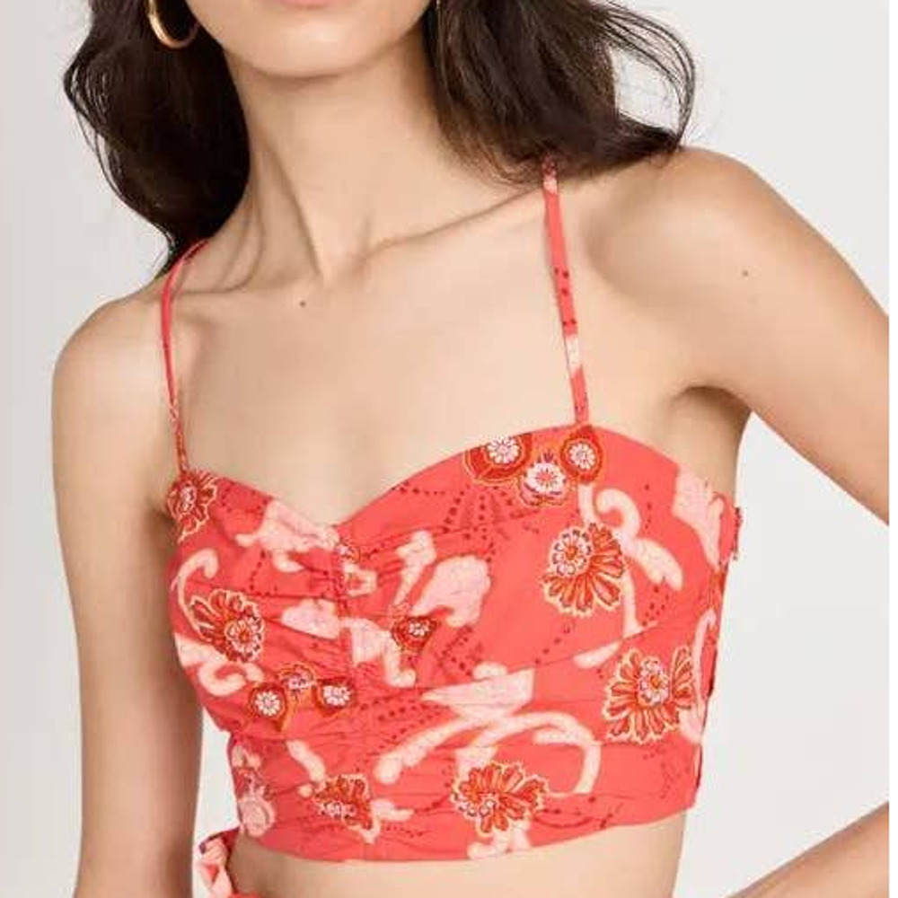 A.L.C. Arit Bandeau Cami Top Calla Red Floral Size 6 Small NWT Coquette Festival